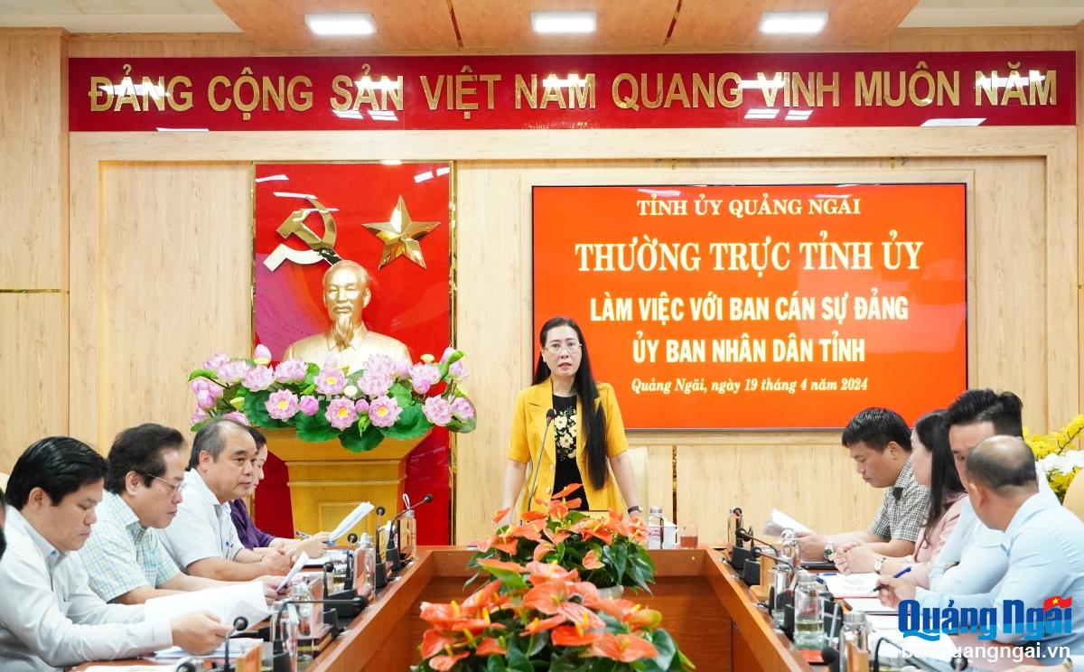 Thường trực Tỉnh ủy làm việc với Ban cán sự đảng UBND tỉnh
