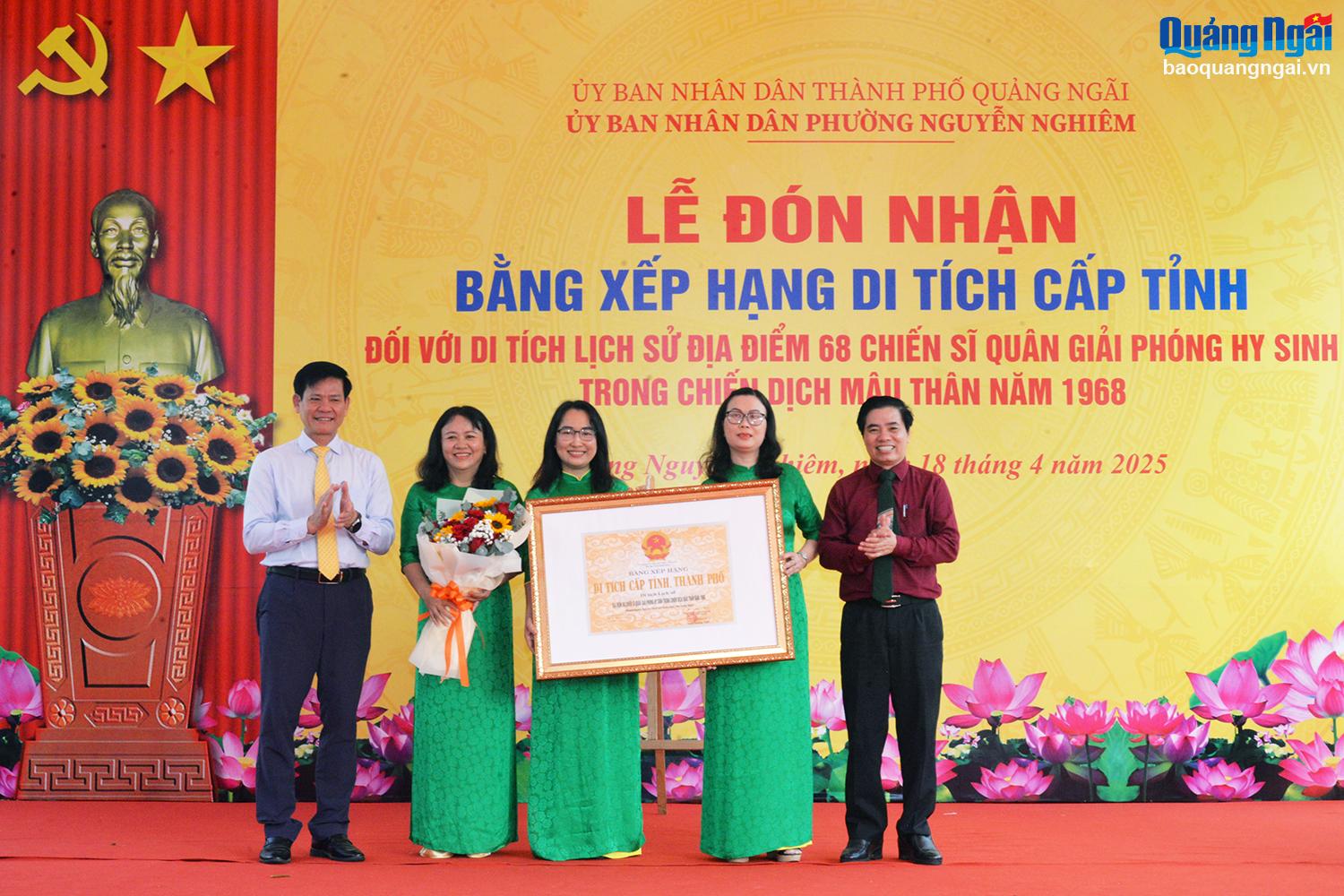 Địa điểm 68 chiến sĩ quân giải phóng hy sinh được công nhận là Di tích lịch sử cấp tỉnh