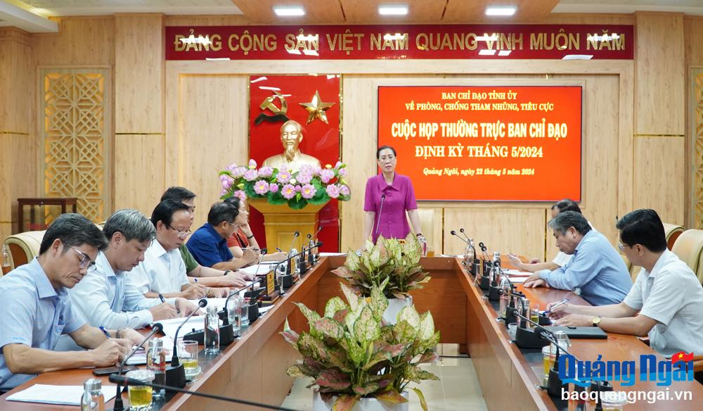 Thường trực Ban Chỉ đạo Tỉnh ủy về phòng, chống tham nhũng, tiêu cực họp định kỳ tháng 5/2024