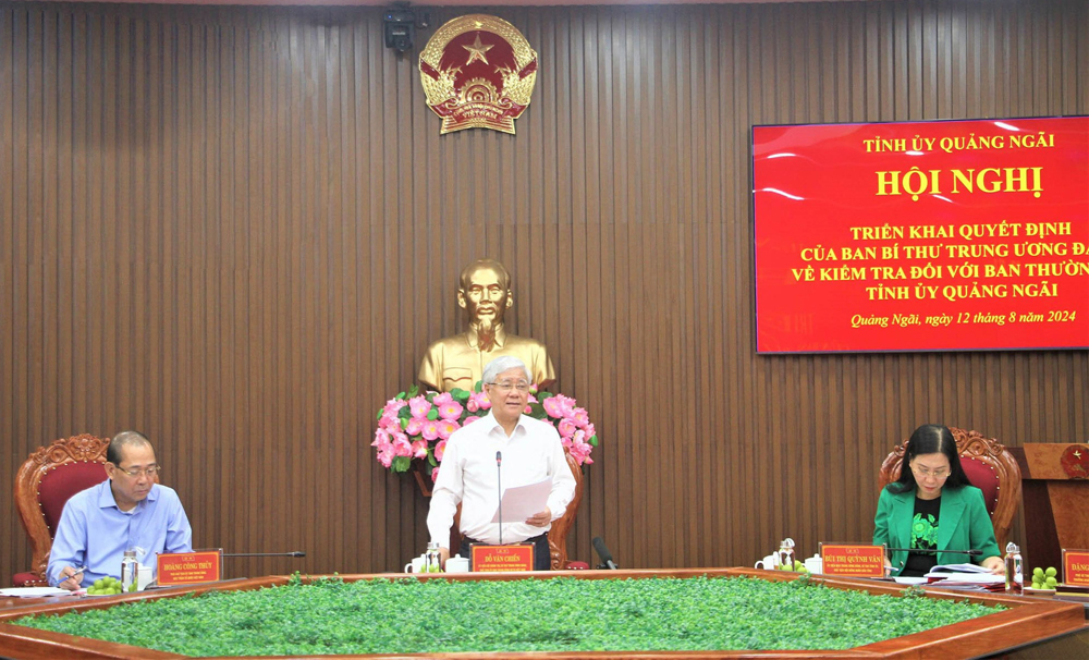 Ban Bí thư kiểm tra theo kế hoạch đối với Ban Thường vụ Tỉnh ủy Quảng Ngãi