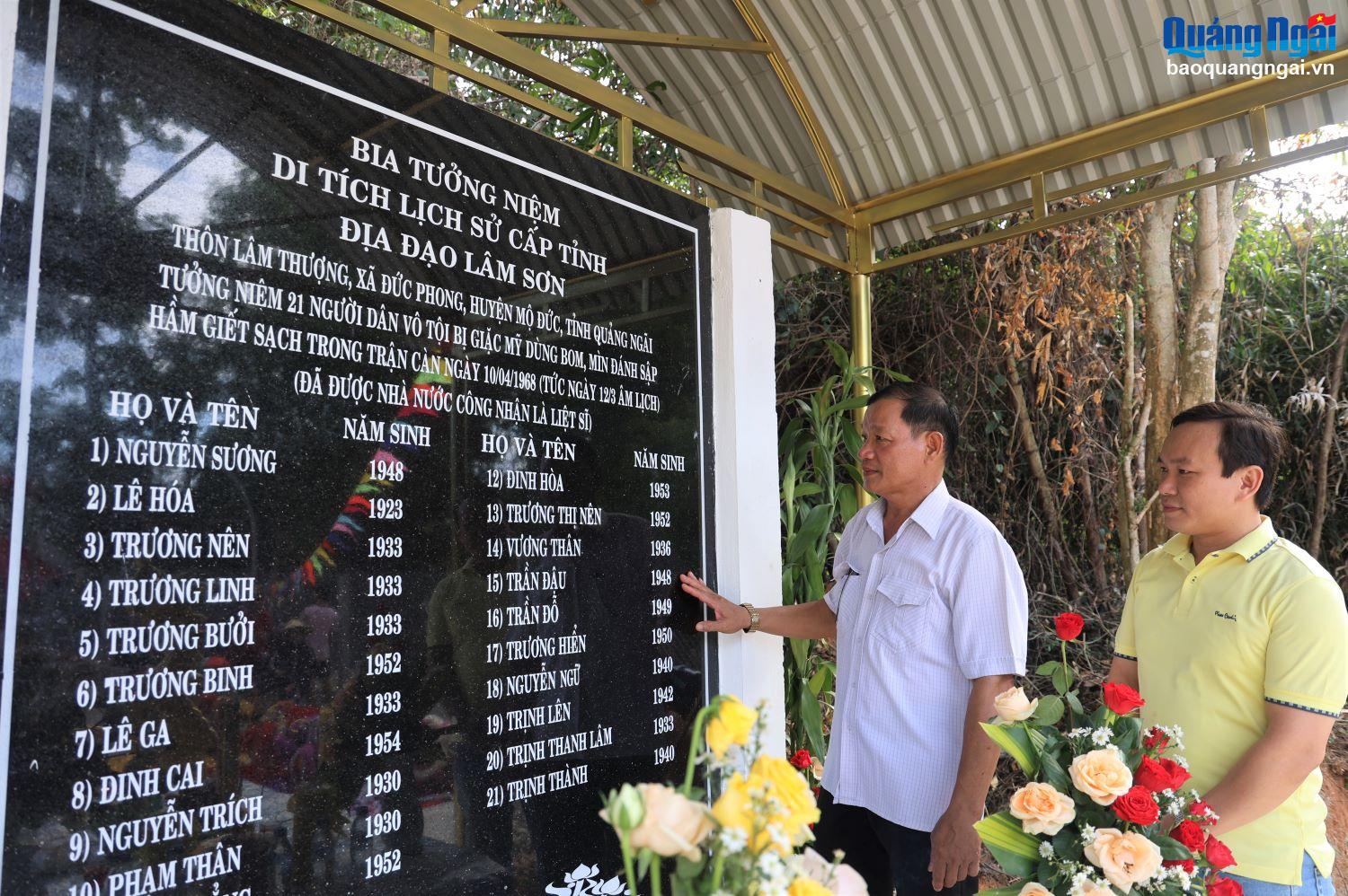 Bia tưởng niệm và tấm lòng tri ân