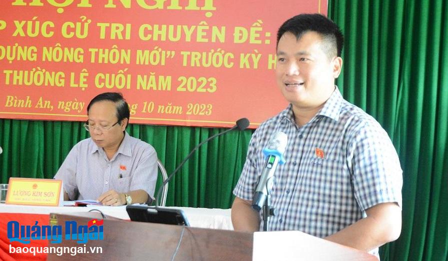 Phó Bí thư Thường trực Tỉnh ủy Đặng Ngọc Huy tiếp xúc cử tri xã Bình An