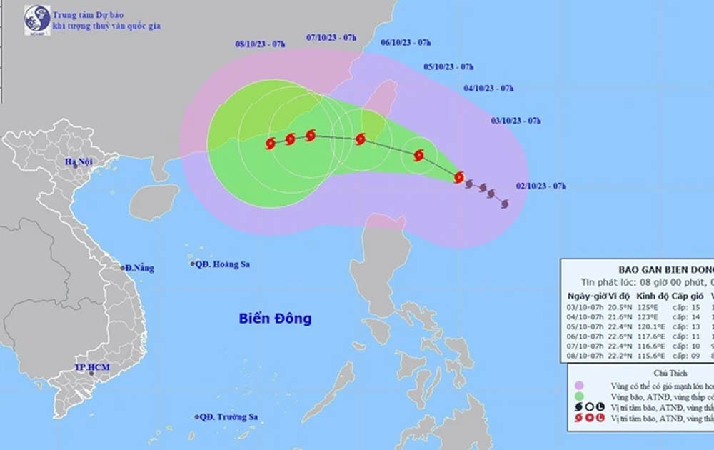 Bão KOINU gần Biển Đông, mạnh cấp 15, giật trên cấp 17