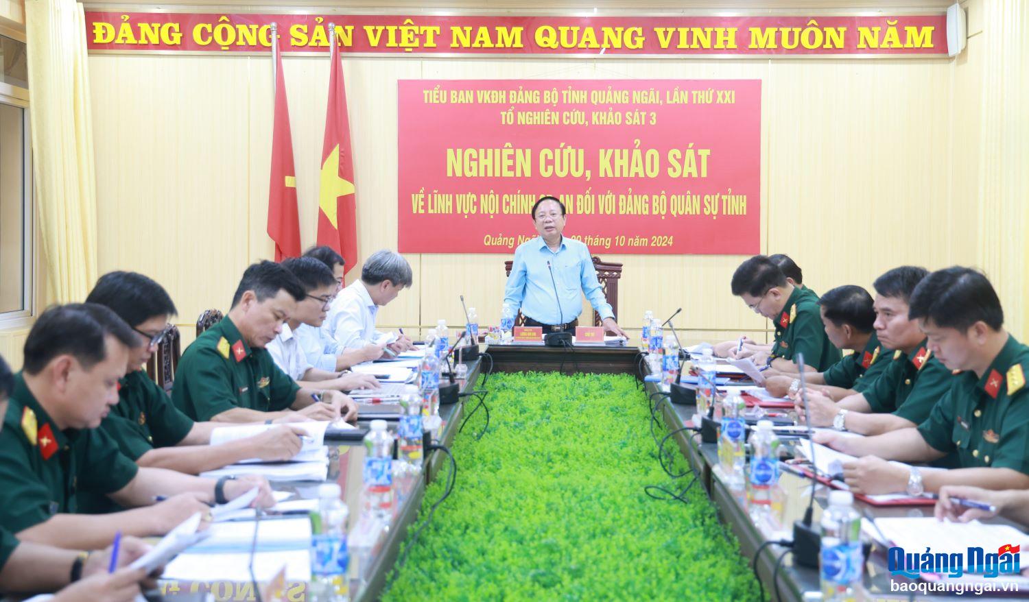 Tổ nghiên cứu, khảo sát số 3 làm việc với Đảng ủy Quân sự tỉnh