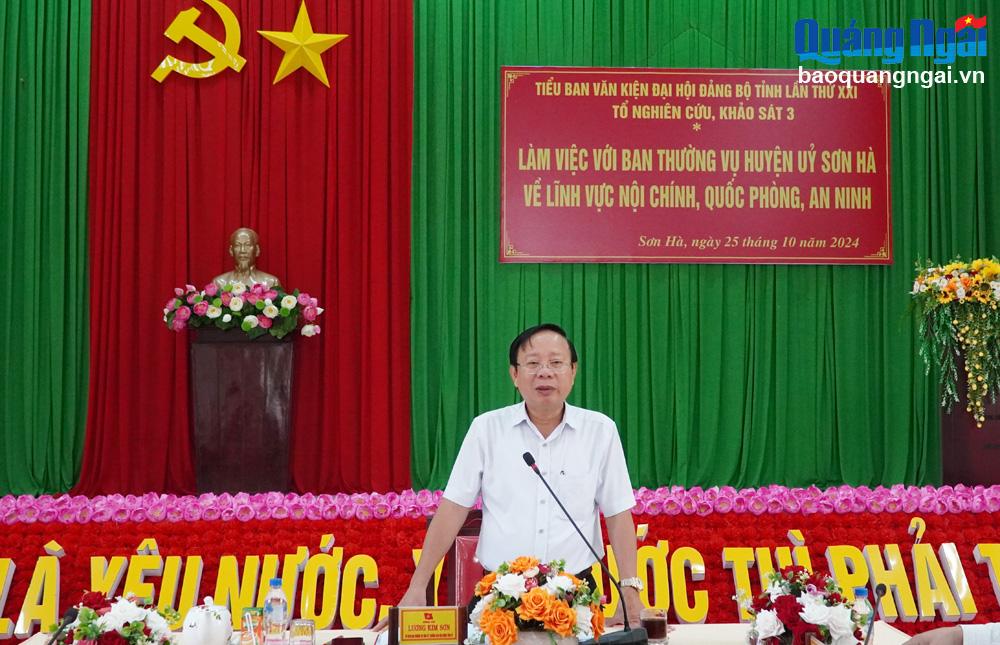 Tổ nghiên cứu, khảo sát số 3 làm việc với Ban Thường vụ Huyện ủy Sơn Hà