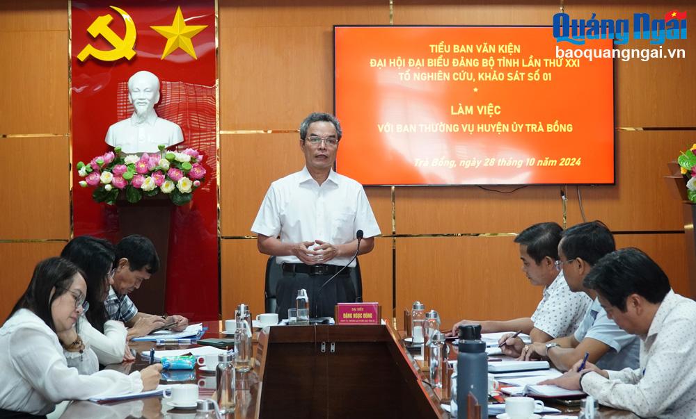 Khảo sát phục vụ xây dựng Văn kiện Đại hội đại biểu Đảng bộ tỉnh lần thứ XXI tại huyện Trà Bồng