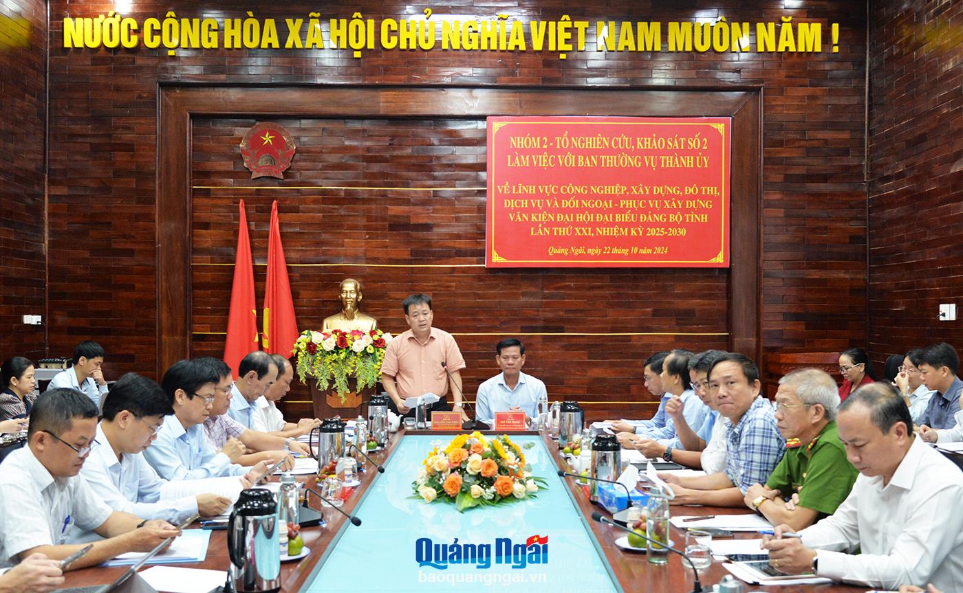 Khảo sát phục vụ xây dựng văn kiện Đại hội XXI tại thành phố Quảng Ngãi