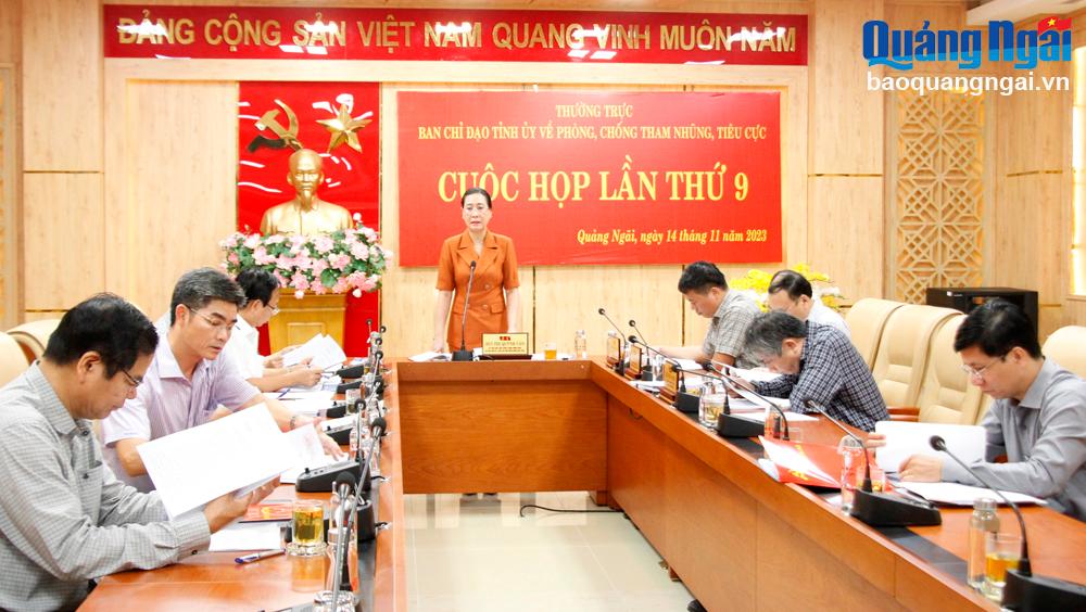 Thường trực Ban Chỉ đạo Tỉnh ủy về phòng, chống tham nhũng, tiêu cực: Tổ chức Cuộc họp lần thứ 9