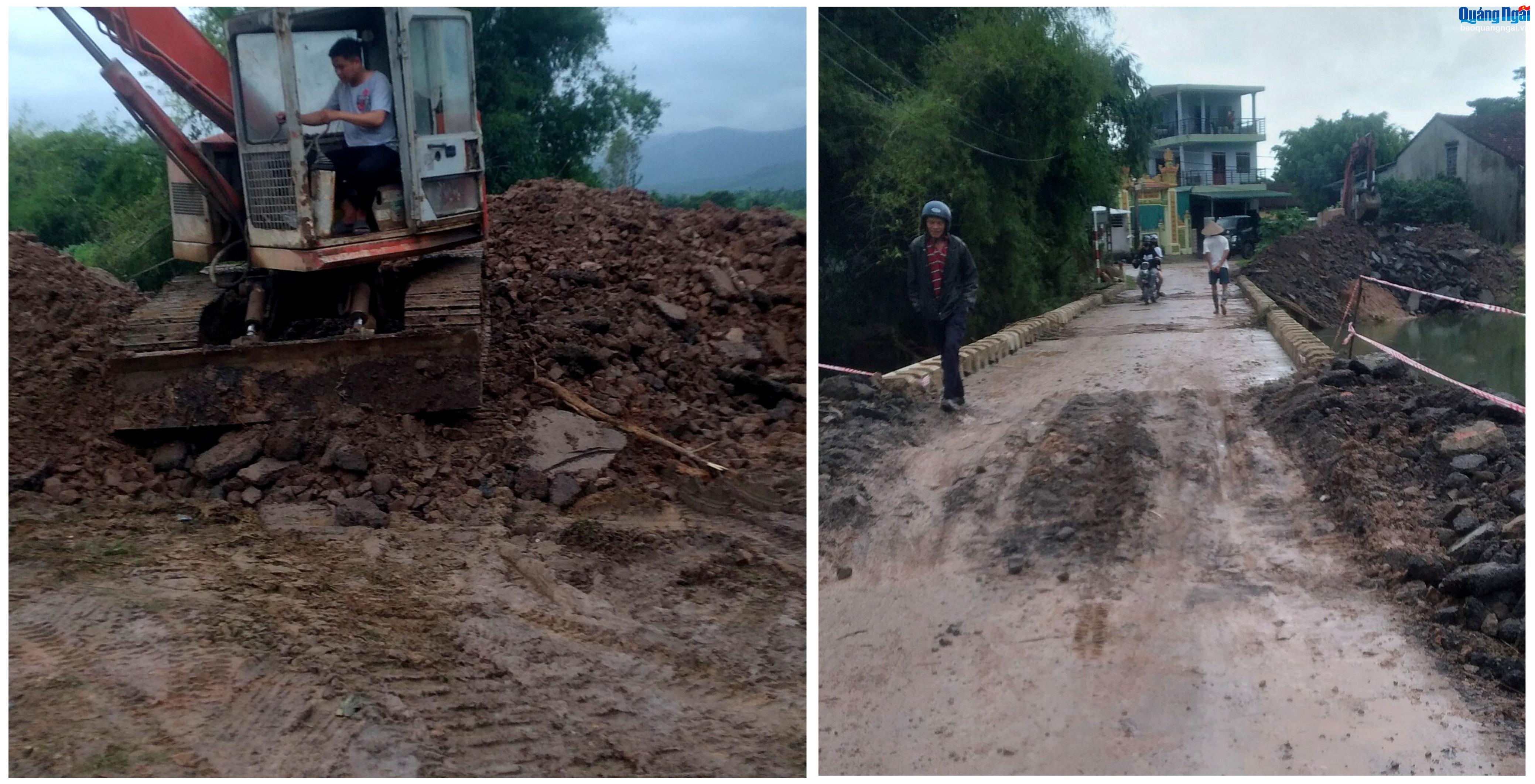 Khắc phục điểm sạt lở cầu Sông Giăng