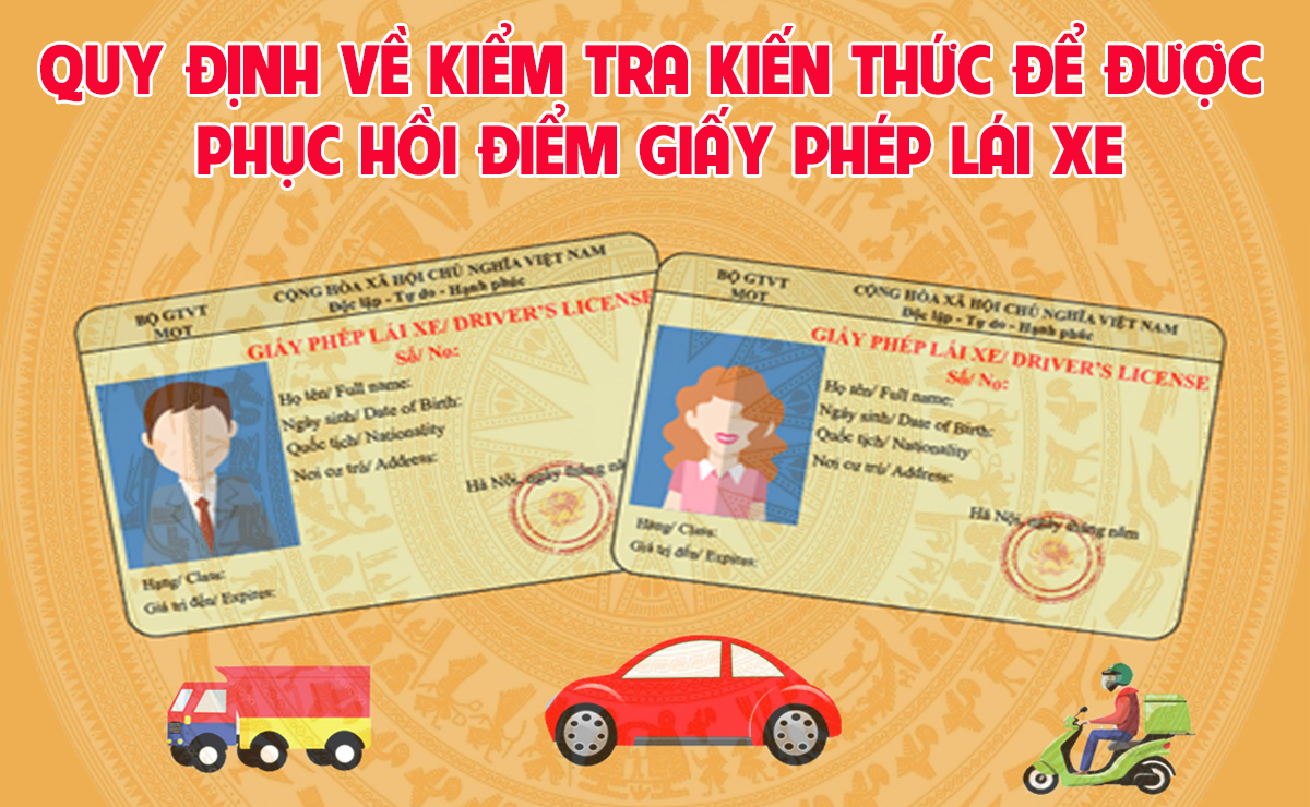 [Infographic]. Quy định về kiểm tra kiến thức để được phục hồi điểm giấy phép lái xe