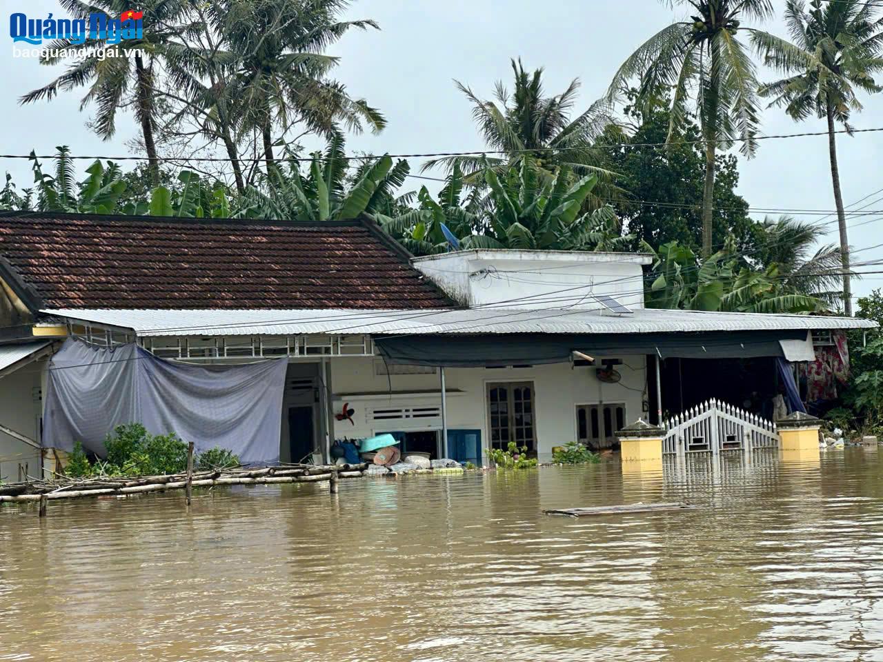 Mưa lớn, gây ngập sâu khu vực ven sông Trà Câu
