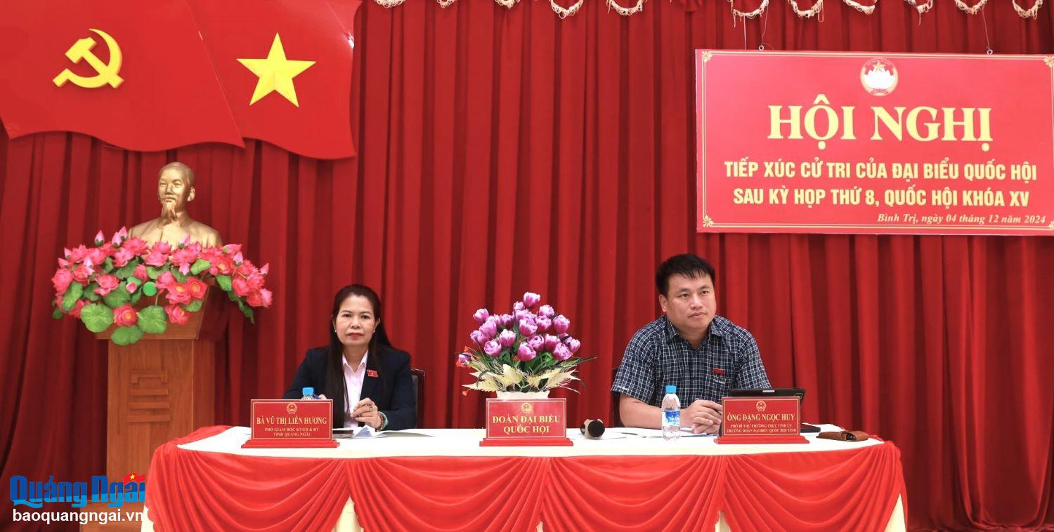 Đoàn Đại biểu Quốc hội tỉnh tiếp xúc cử tri xã Bình Trị