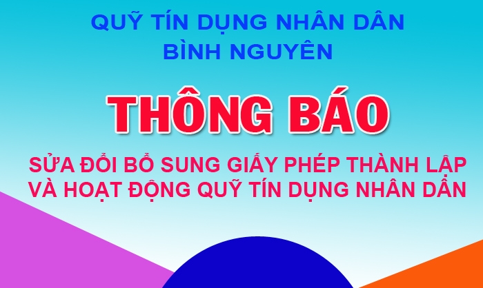 Quỹ tín dụng nhân dân Bình Nguyên thông báo