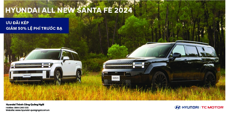 Hyundai Santa Fe 2024 Ra mắt và trưng bày tại Hyundai Quảng Ngãi, giá chỉ từ 1,069 tỷ đồng  